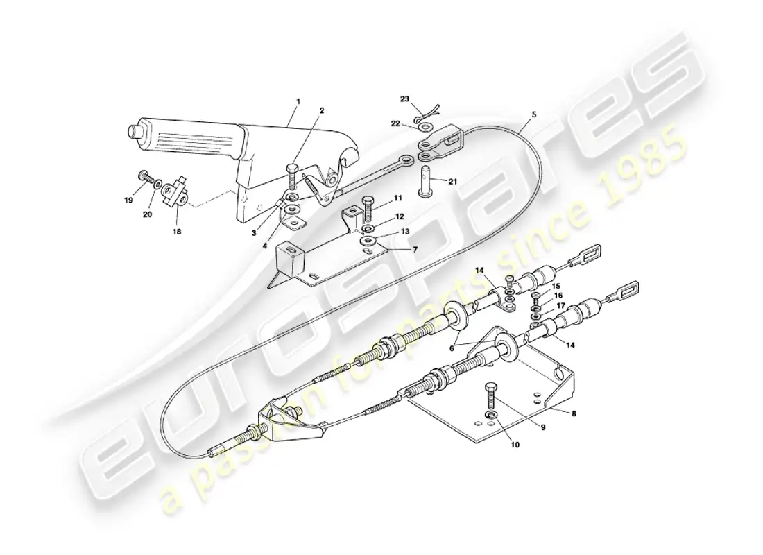 aston martin v8 coupe (2000) freno de mano diagrama de piezas