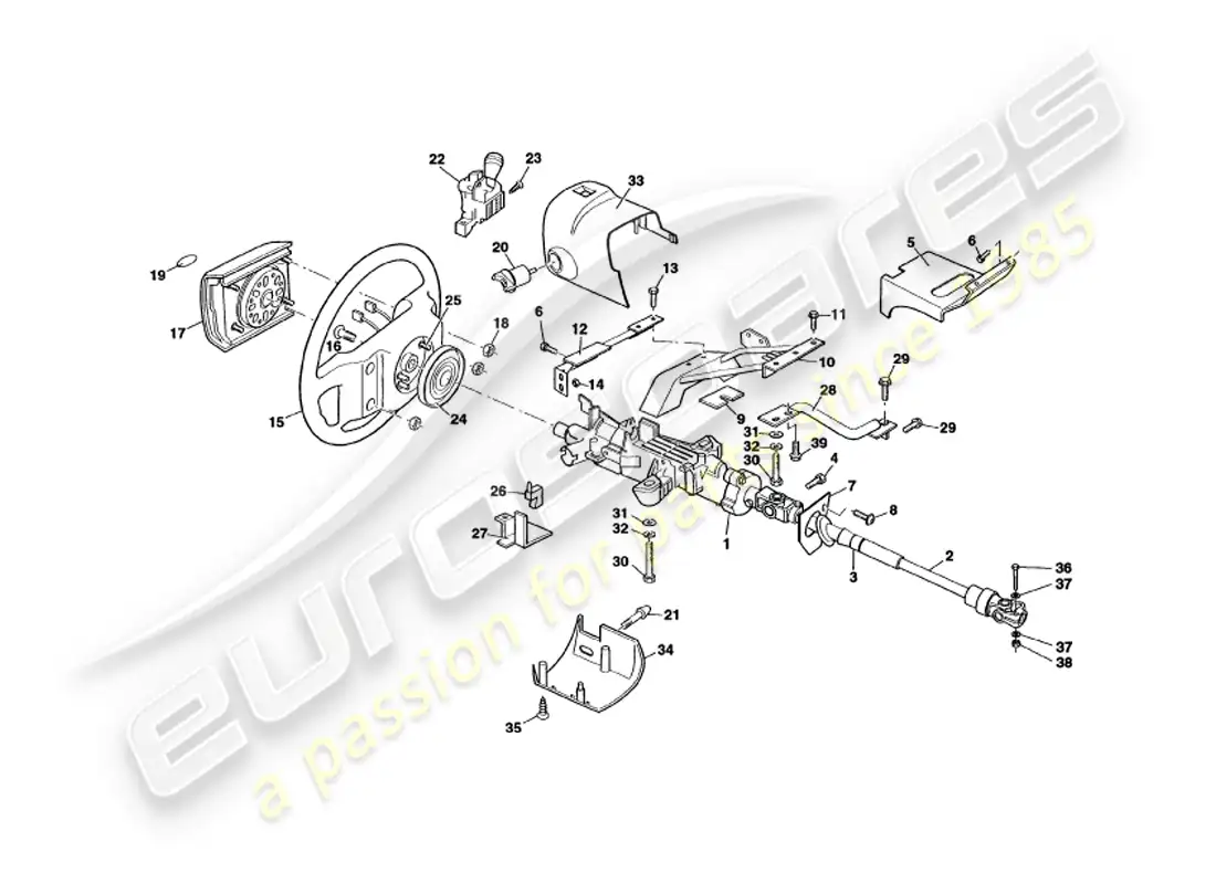 aston martin v8 volante (1997) columna de dirección diagrama de piezas