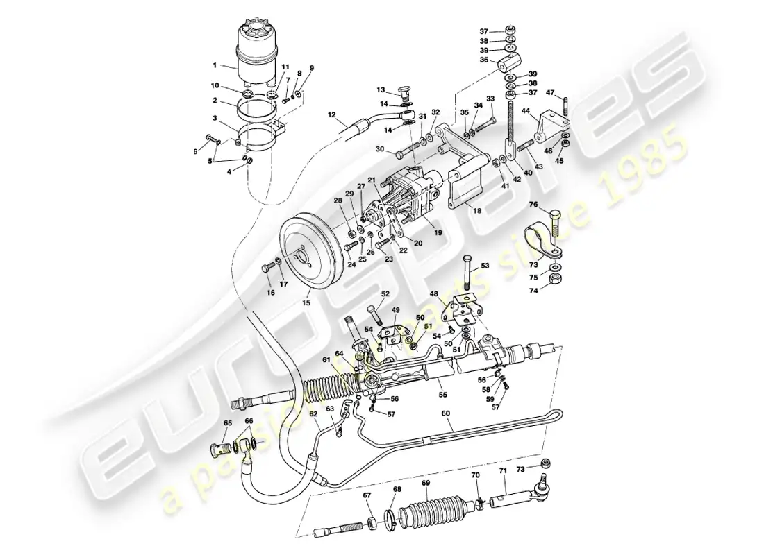 aston martin v8 volante (1999) dirección asistida diagrama de piezas