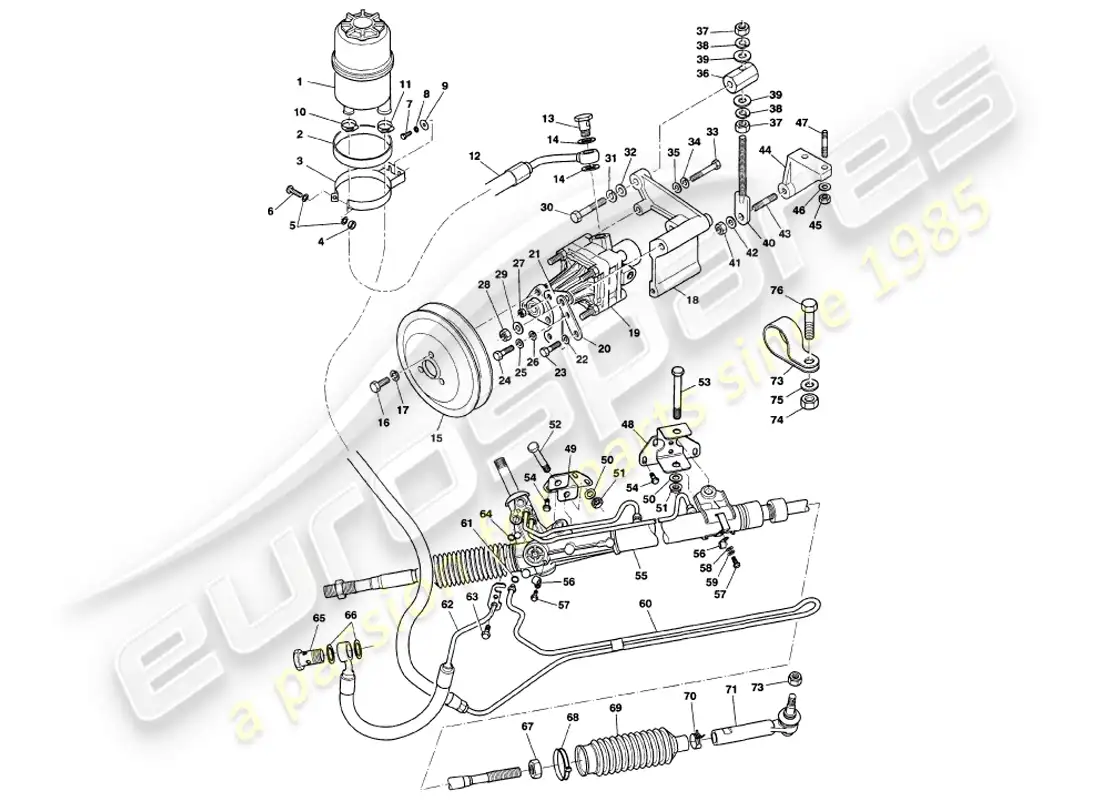 aston martin v8 volante (2000) dirección asistida diagrama de piezas