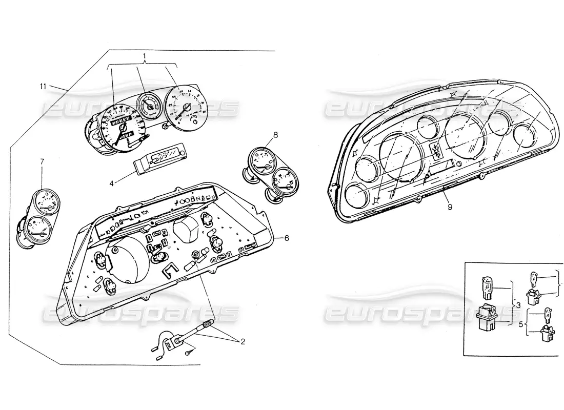 maserati 418 / 4.24v / 430 tablero de instrumentos, diagrama de piezas de borletti