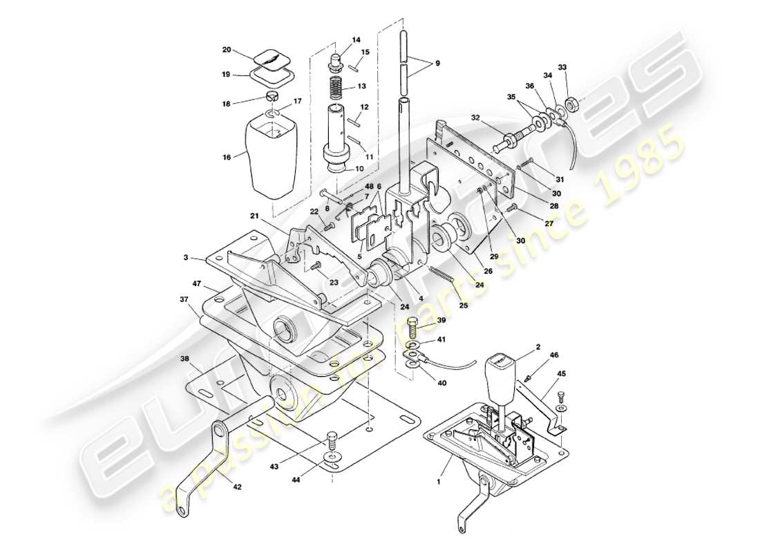 aston martin v8 volante (1998) selector de marchas diagrama de piezas