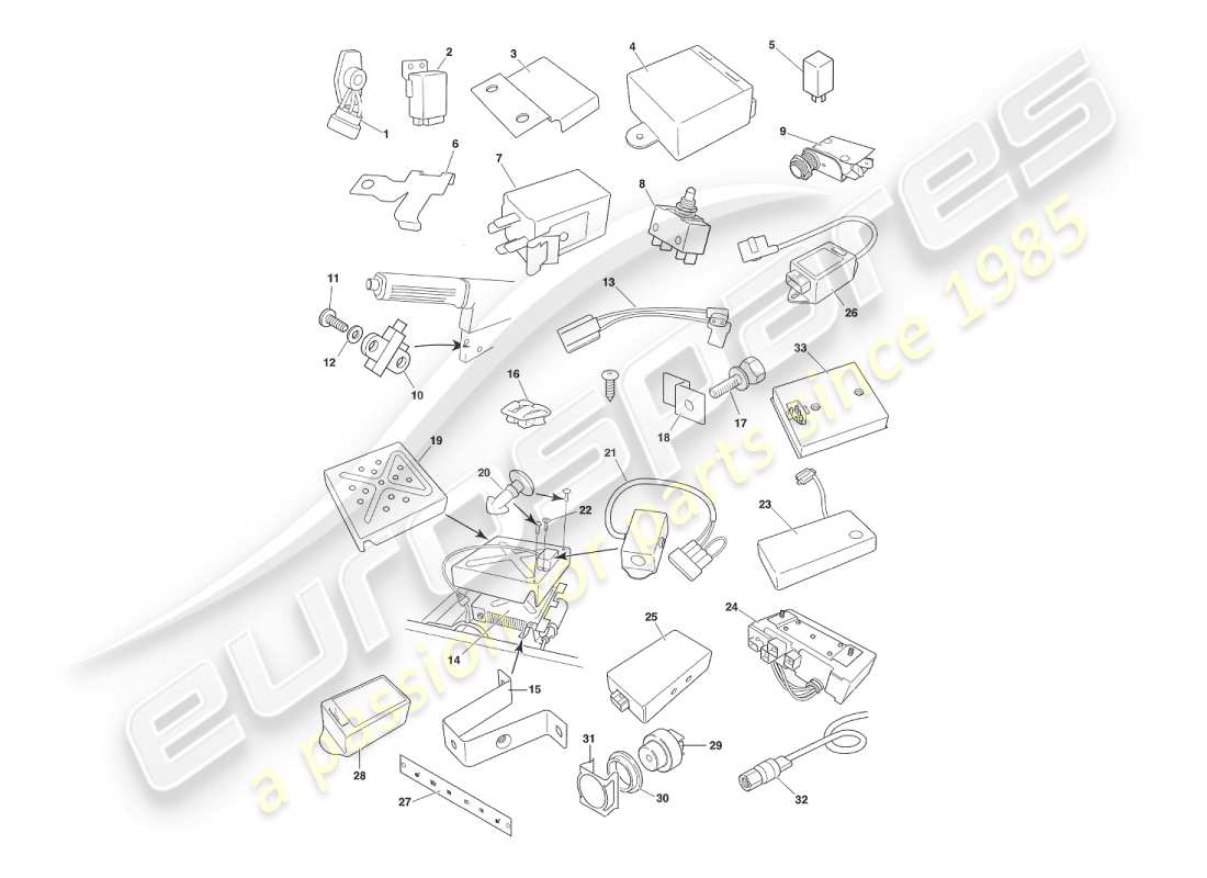 aston martin v8 virage (2000) diagrama de piezas de componentes y cableado