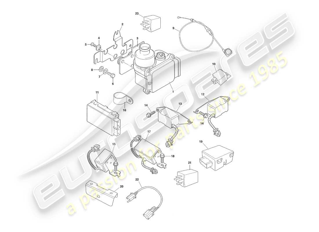 aston martin v8 virage (2000) diagrama de piezas de componentes y cableado