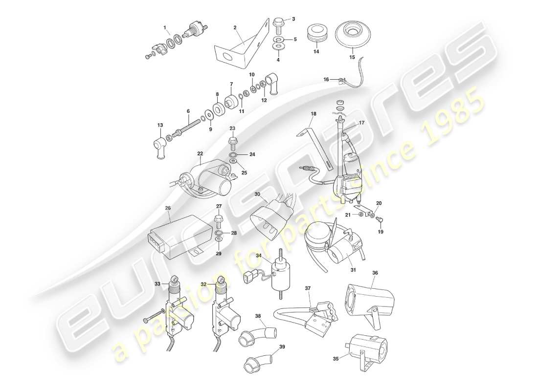 aston martin v8 virage (2000) componentes y cableado diagrama de piezas