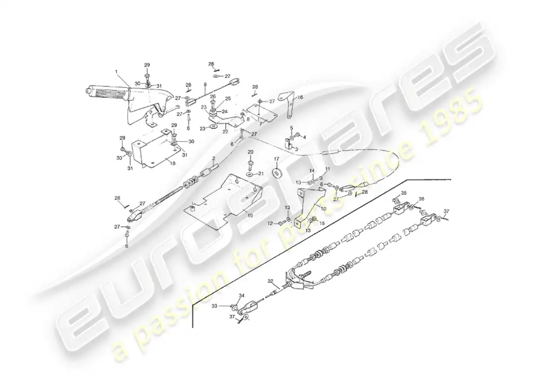 aston martin v8 virage (2000) freno de mano diagrama de piezas