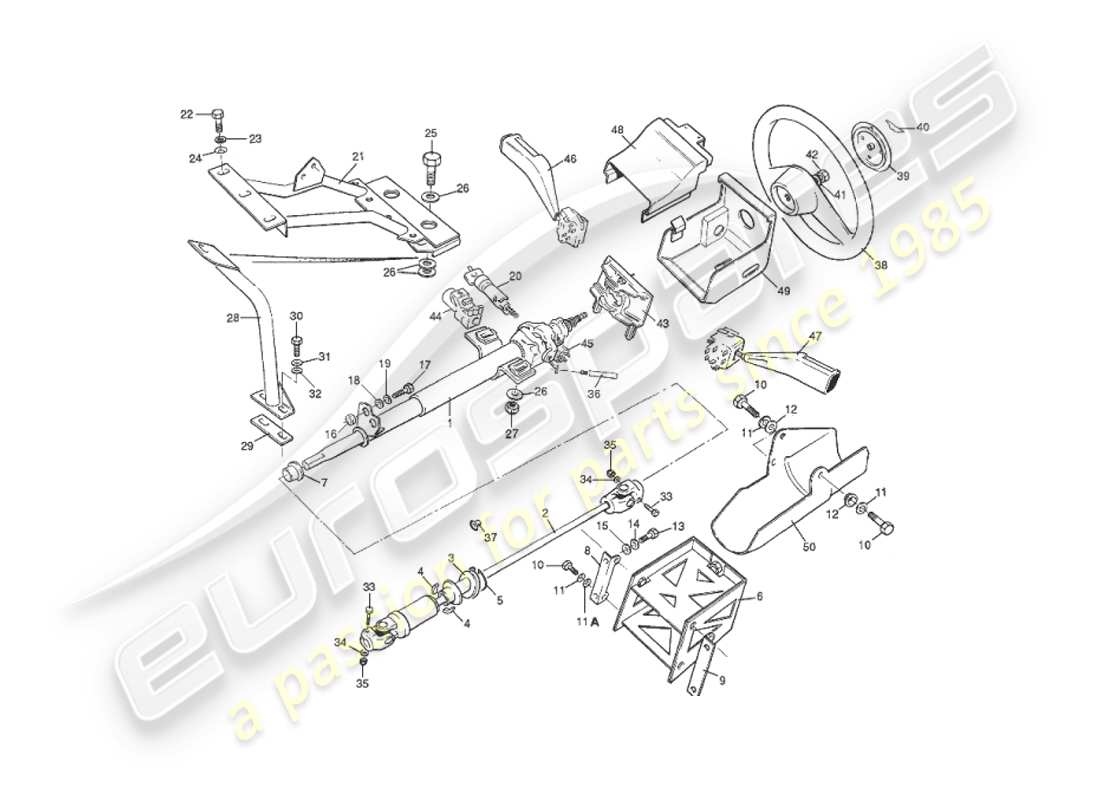 aston martin v8 virage (2000) columna de dirección diagrama de piezas