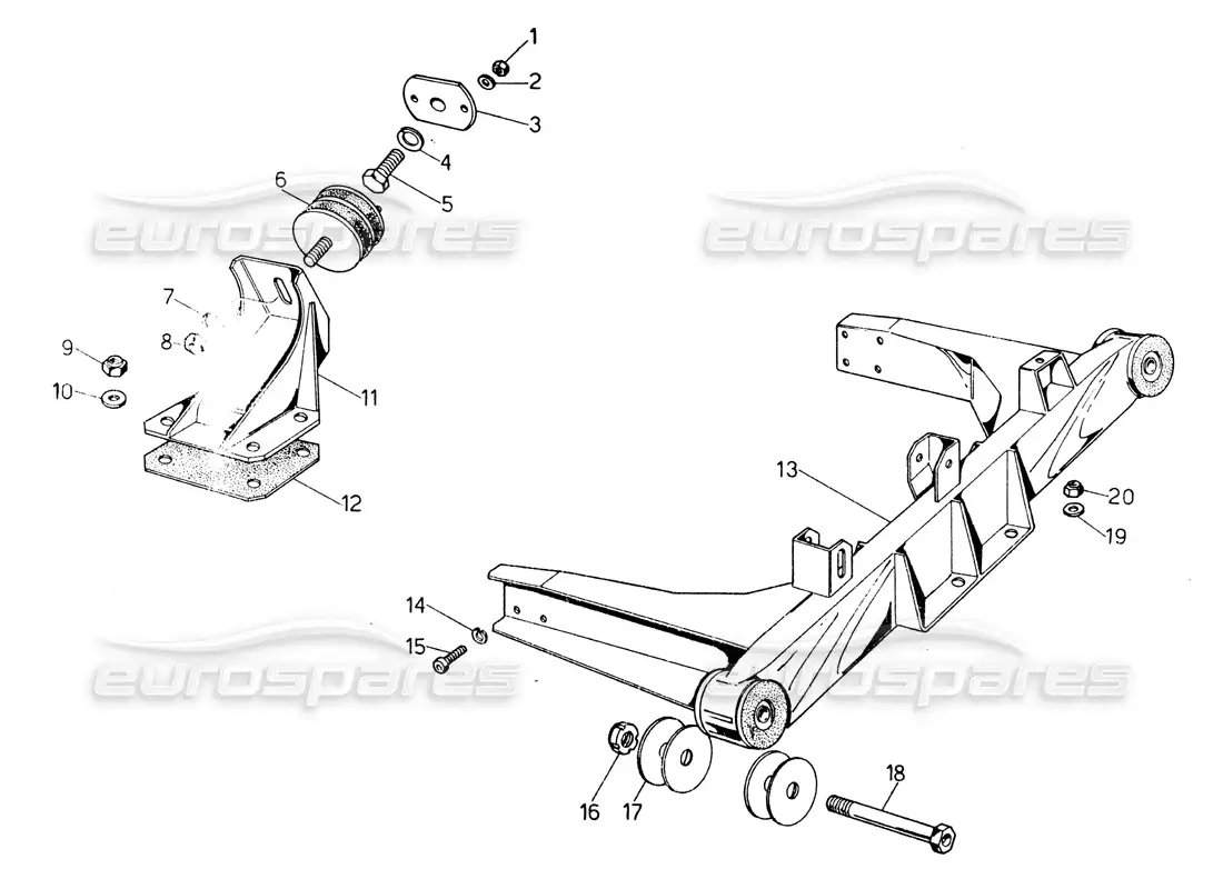 lamborghini countach lp400 subchasis del motor diagrama de piezas