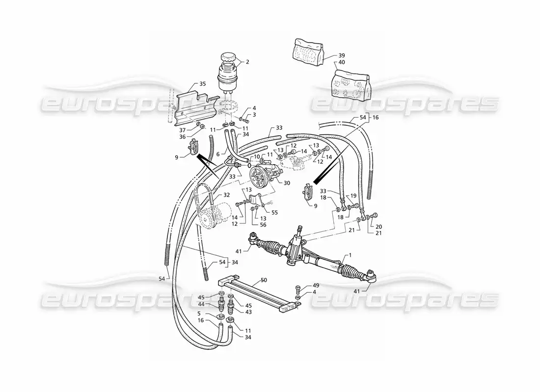 maserati qtp v8 (1998) sistema de dirección asistida (rhd) diagrama de piezas