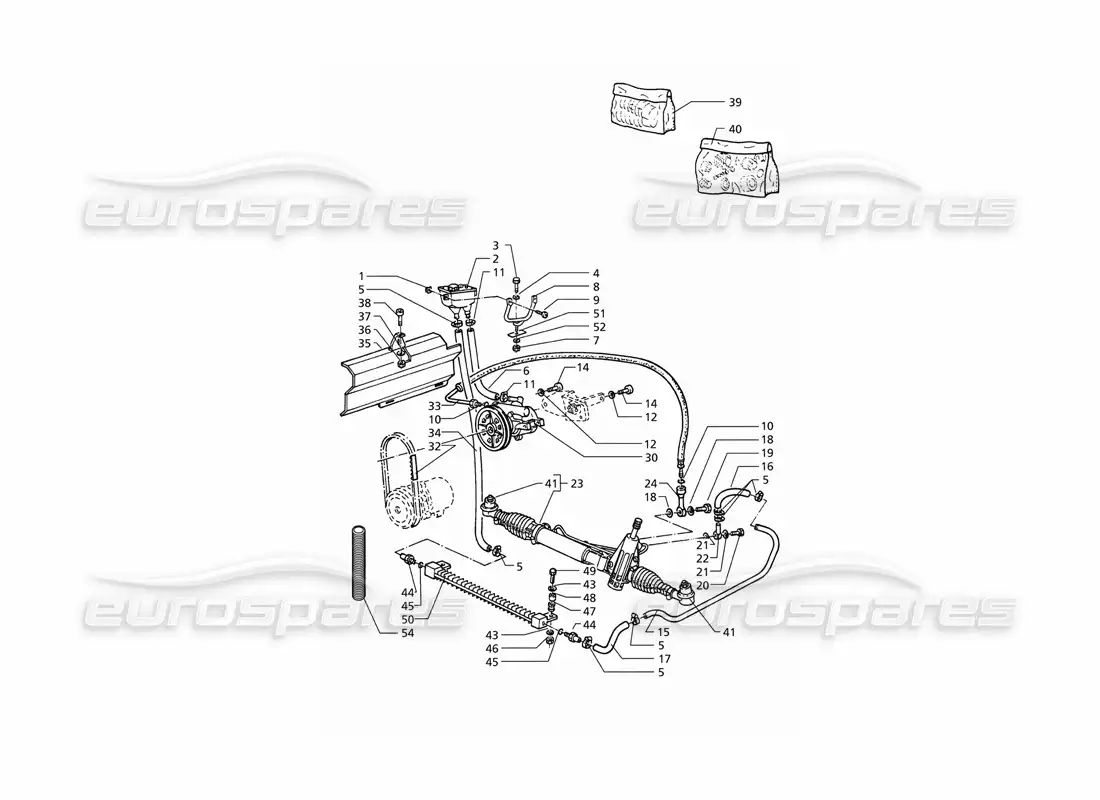 maserati qtp v6 (1996) sistema de dirección asistida (lhd) diagrama de piezas