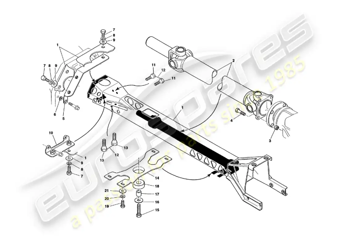 aston martin v8 volante (1999) tubo de torsión y árbol de transmisión diagrama de piezas