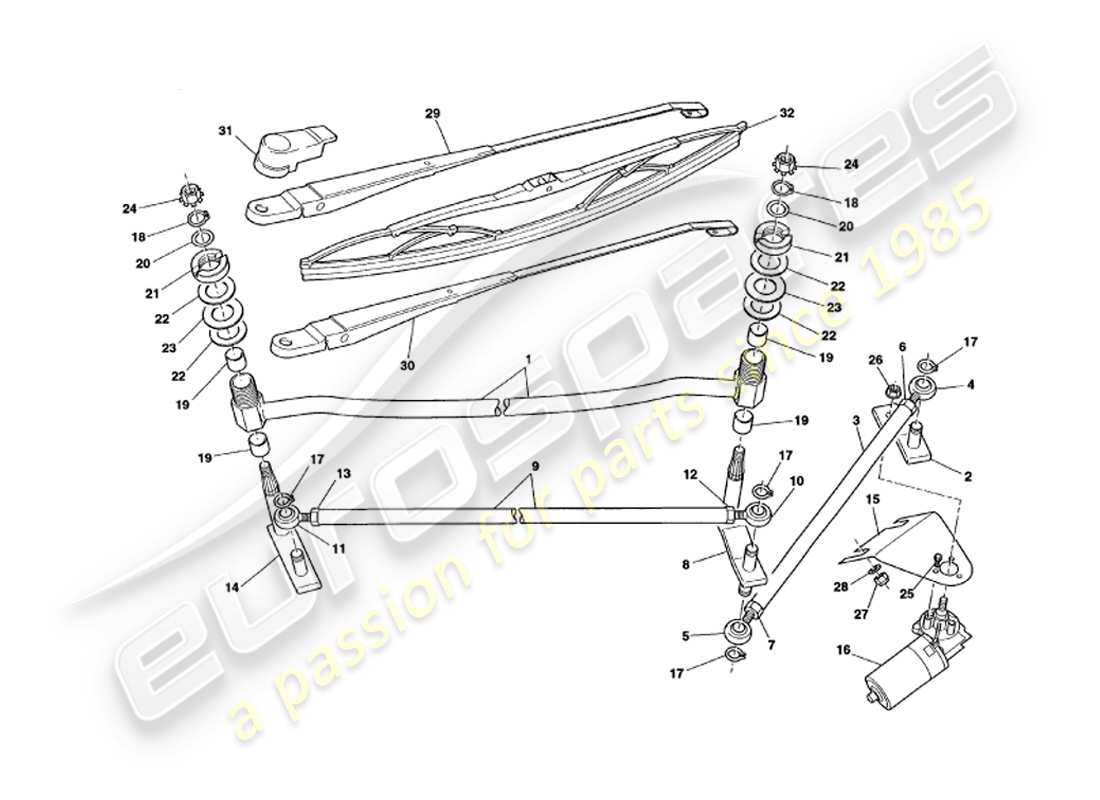 aston martin v8 volante (2000) limpiaparabrisas diagrama de piezas