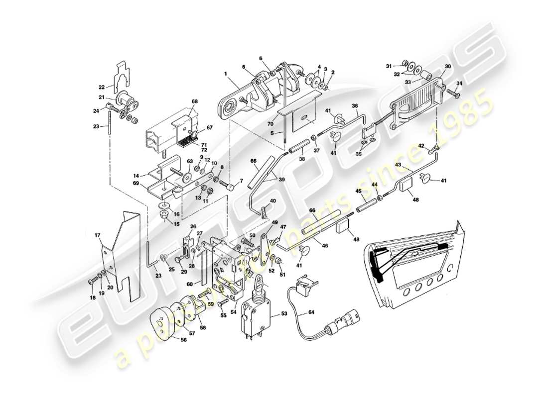 aston martin v8 volante (1998) mecanismo de pestillo de puerta diagrama de piezas