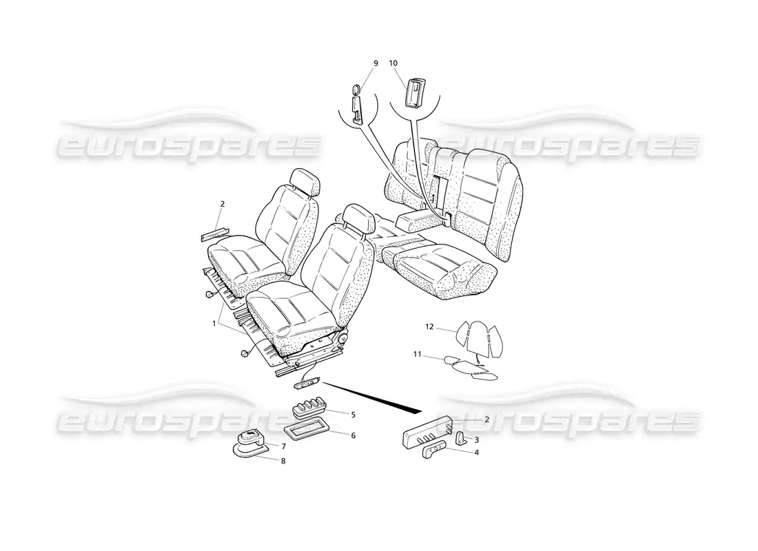 maserati qtp v6 evoluzione asientos: estructuras y accesorios diagrama de piezas