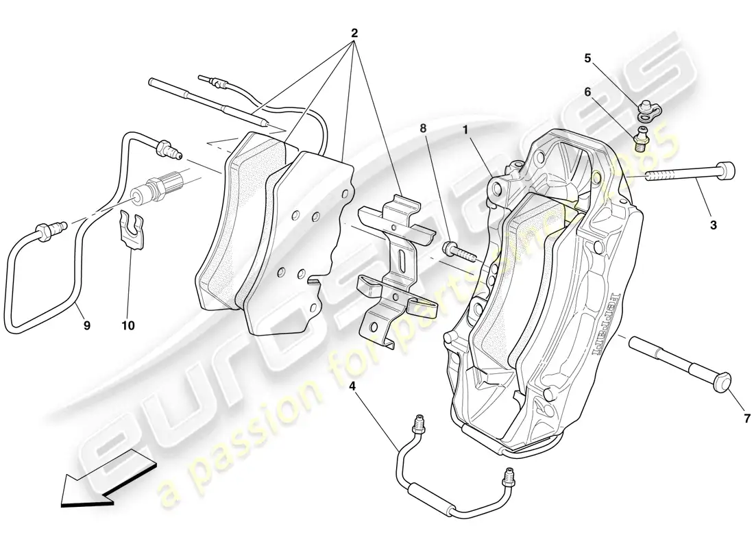 ferrari 599 sa aperta (europe) pinza de freno delantero diagrama de piezas