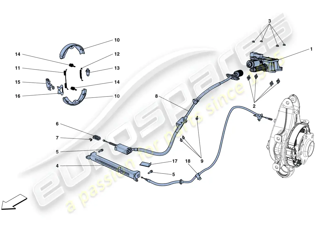 ferrari california t (rhd) parking brake diagrama de piezas