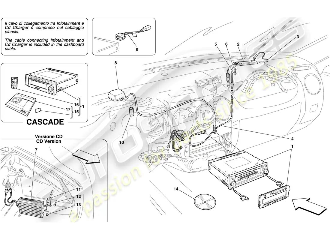 ferrari f430 coupe (rhd) sistema de alta fidelidad diagrama de piezas