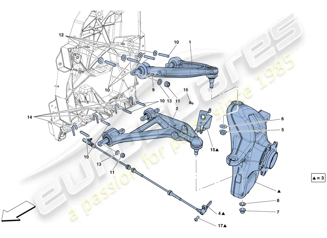 ferrari f12 berlinetta (europe) suspensión delantera - brazos diagrama de piezas