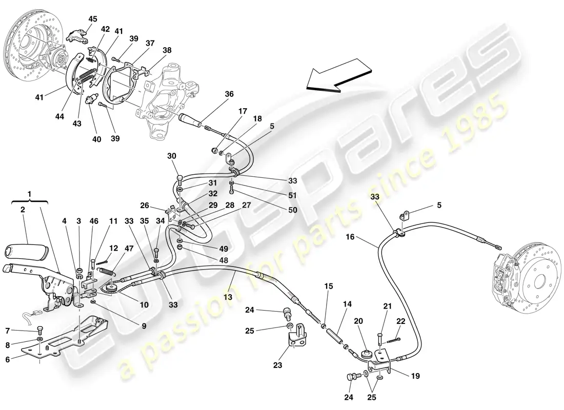 ferrari 599 sa aperta (europe) control del freno de estacionamiento diagrama de piezas