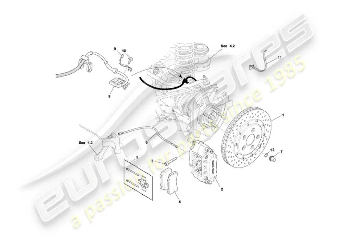 aston martin vanquish (2003) rear brakes diagrama de piezas