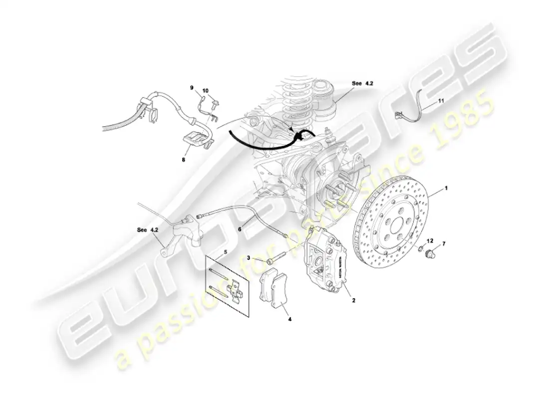 aston martin vanquish (2006) rear brakes diagrama de piezas