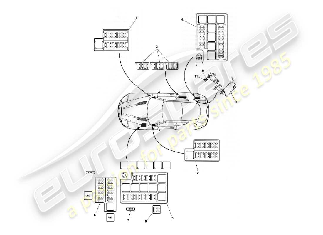 aston martin vanquish (2004) fusibles diagrama de piezas