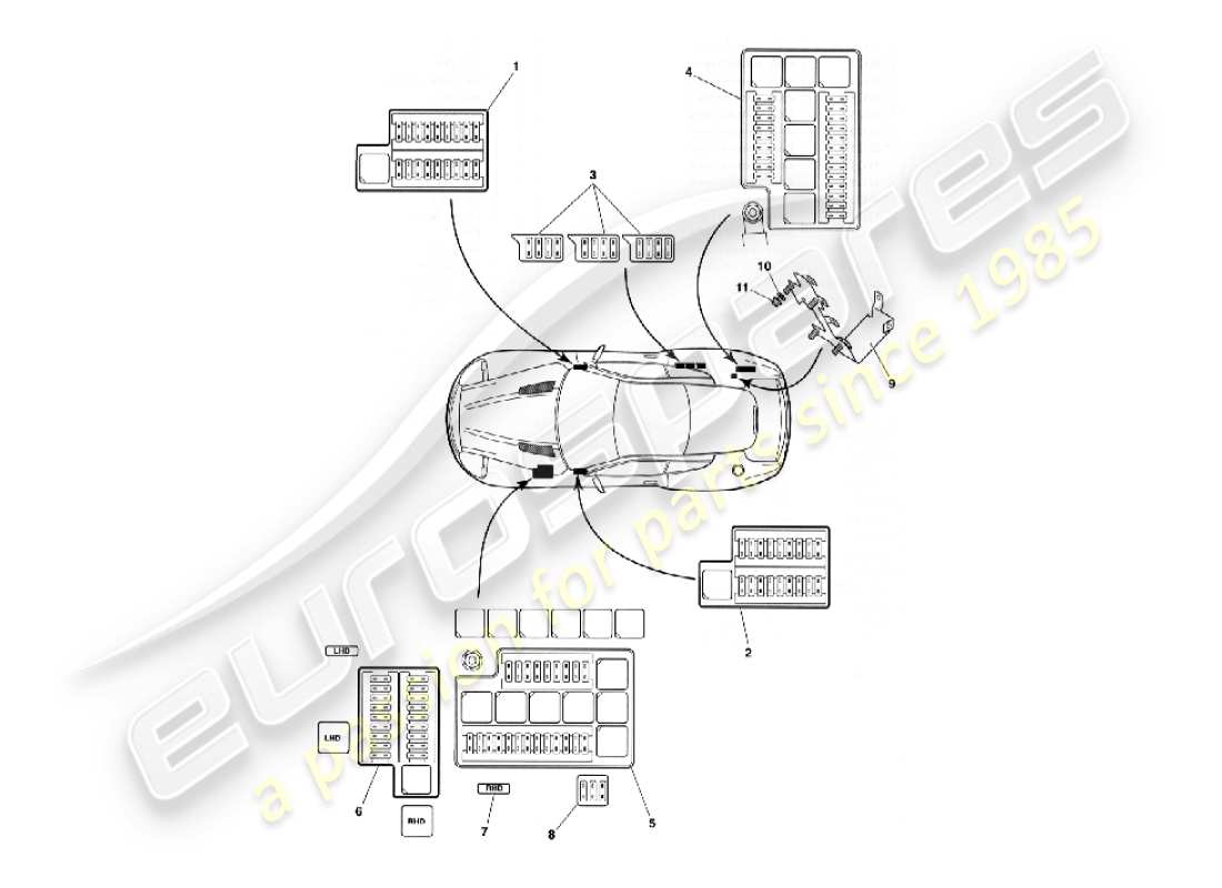 aston martin vanquish (2006) fusibles diagrama de piezas