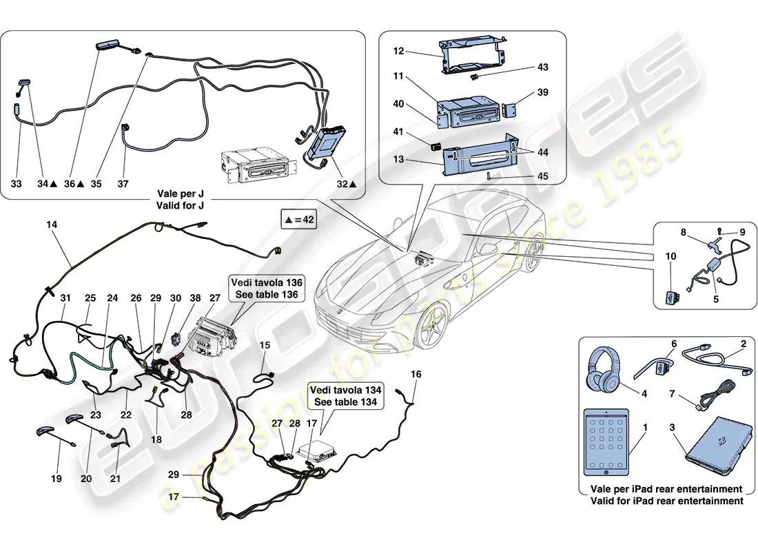 ferrari ff (rhd) infotainment system diagrama de piezas