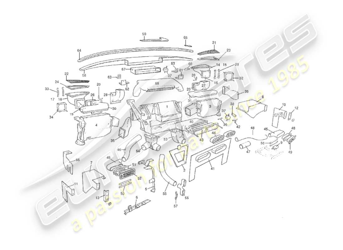 aston martin v8 virage (1999) diagrama de piezas de instalación interior