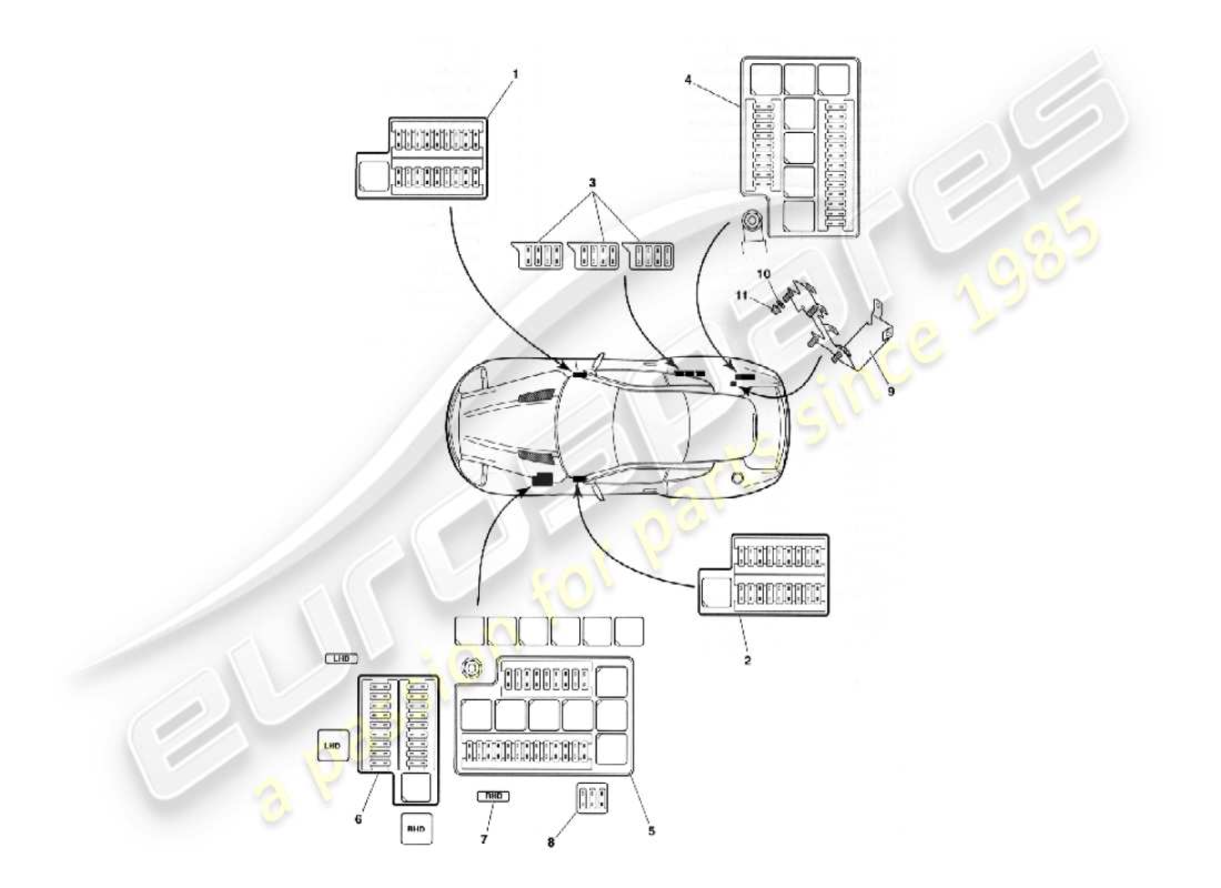 aston martin vanquish (2007) fusibles diagrama de piezas