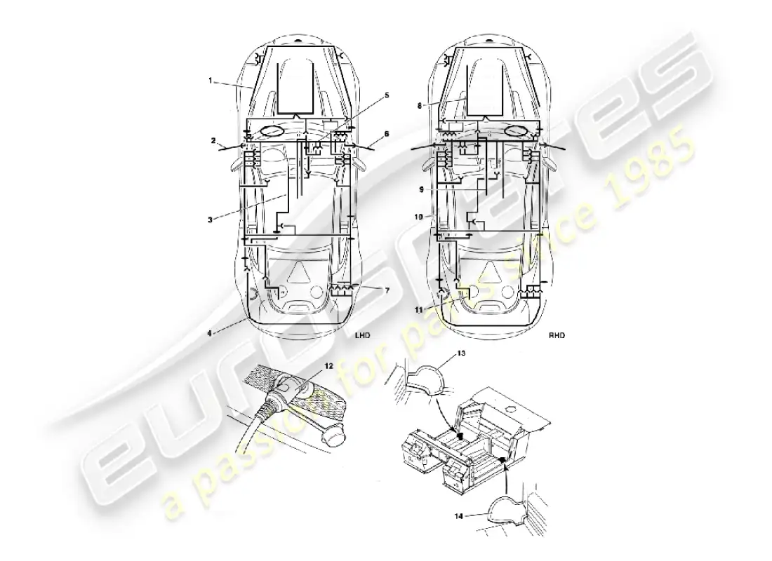 aston martin vanquish (2007) arneses diagrama de piezas