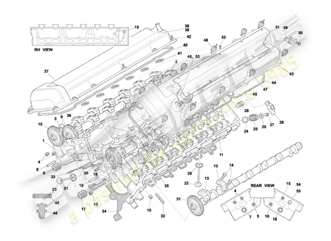 aston martin vanquish (2002) culatas diagrama de piezas