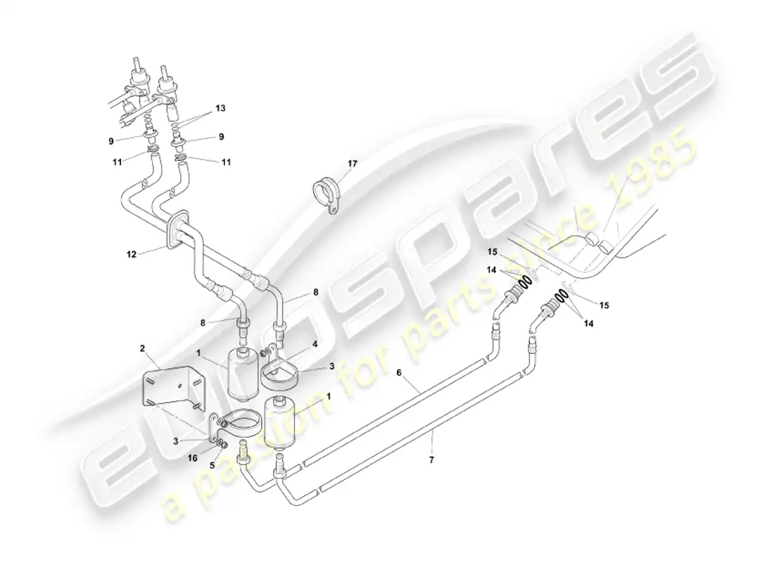 aston martin db7 vantage (2003) diagrama de piezas del sistema de combustible