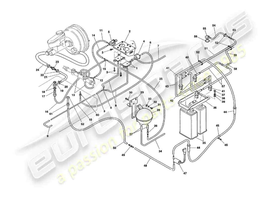 aston martin v8 coupe (1999) sistema de vacío diagrama de piezas