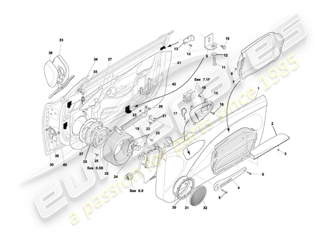 aston martin vanquish (2007) marcos y accesorios para puertas diagrama de piezas