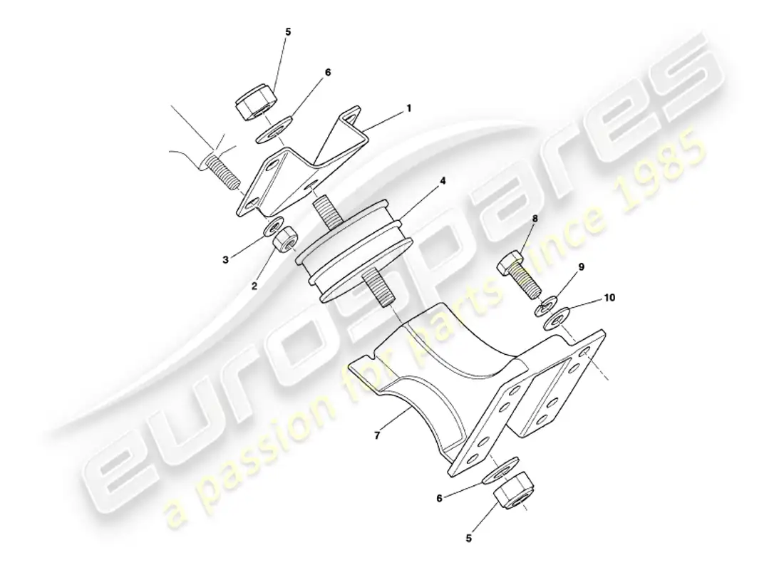 aston martin v8 volante (2000) soportes del motor diagrama de piezas