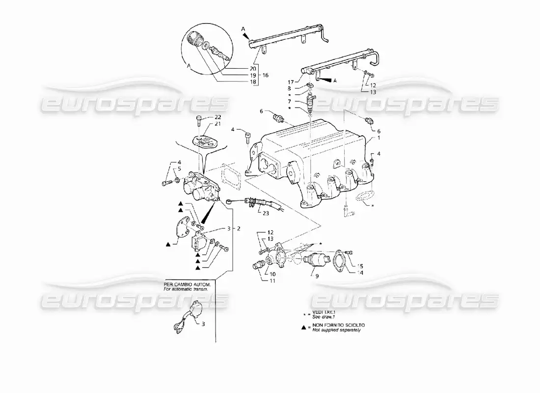 maserati qtp v8 (1998) colector de admisión y sistema de inyección (rhd) diagrama de piezas