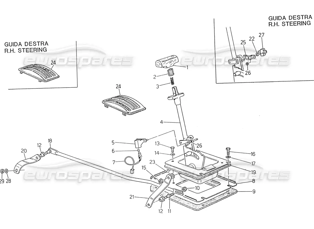 maserati 222 / 222e biturbo control de transmisión automática (4 hp) diagrama de piezas