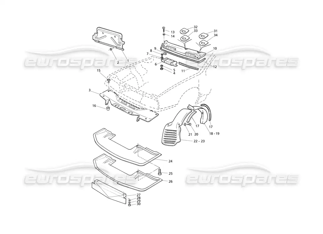 maserati qtp v8 evoluzione compartimento del motor: diagrama de piezas de carters