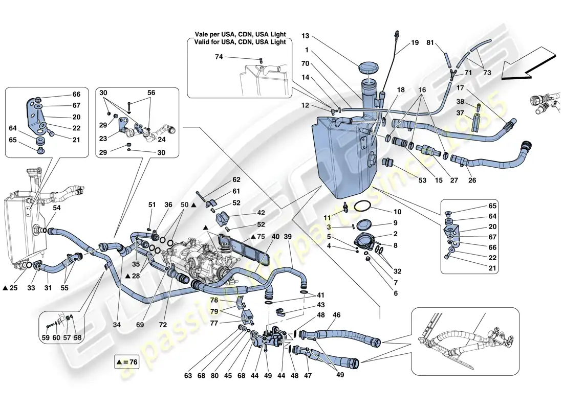 ferrari f12 tdf (europe) sistema de lubricación: tanque diagrama de piezas