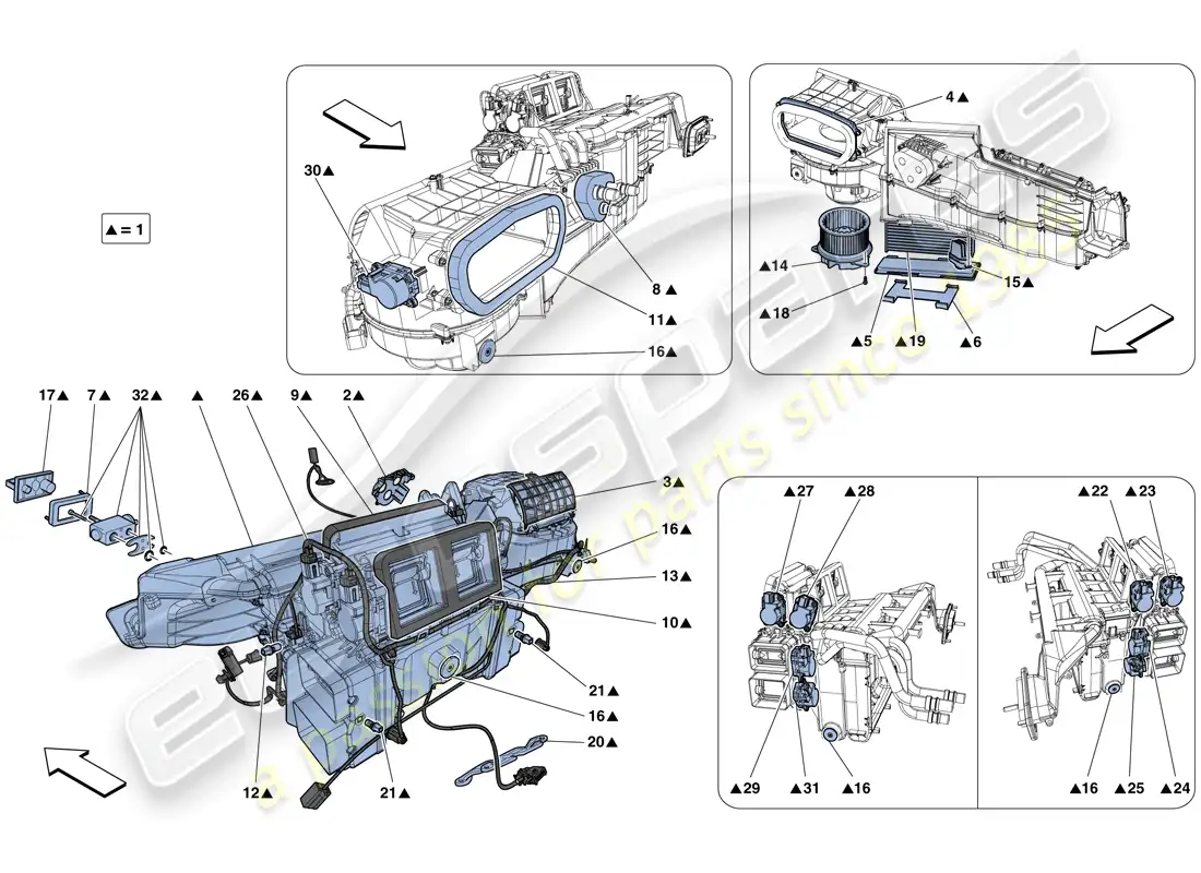 ferrari f12 berlinetta (usa) unidad evaporadora diagrama de piezas