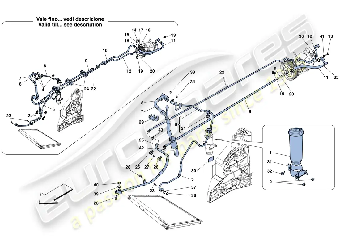 ferrari 458 italia (usa) sistema de ca - freón diagrama de piezas
