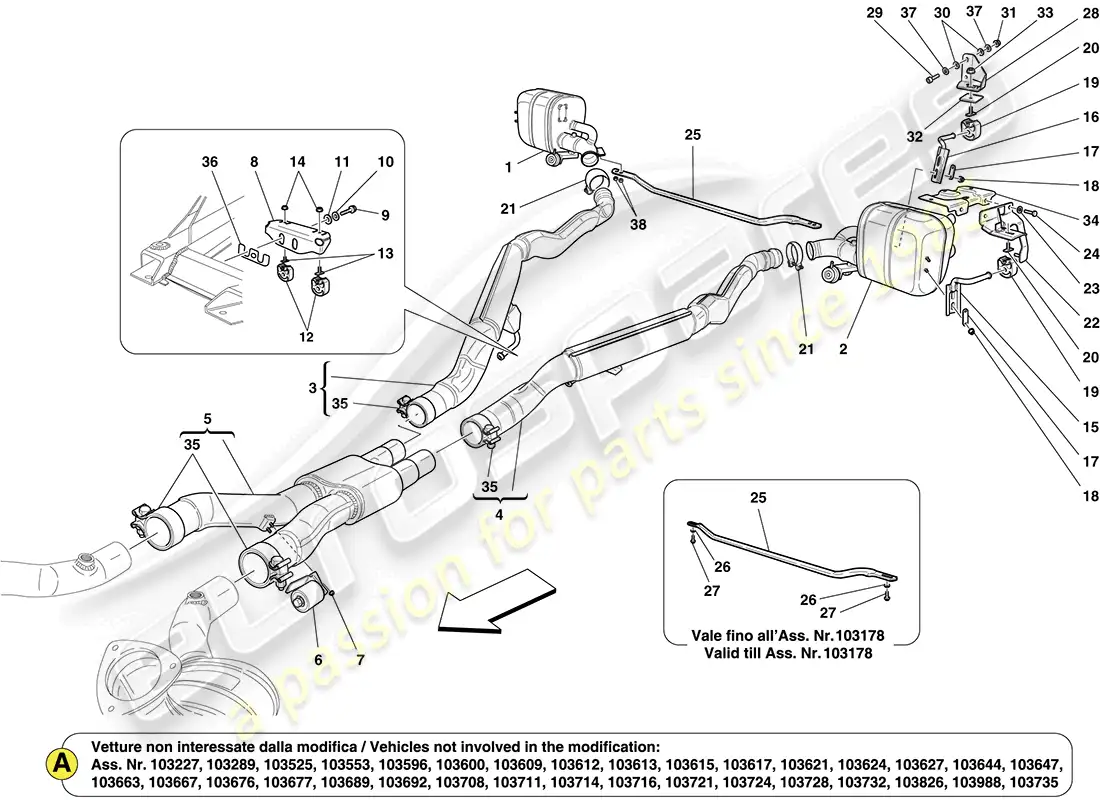 ferrari california (usa) silenciadores diagrama de piezas