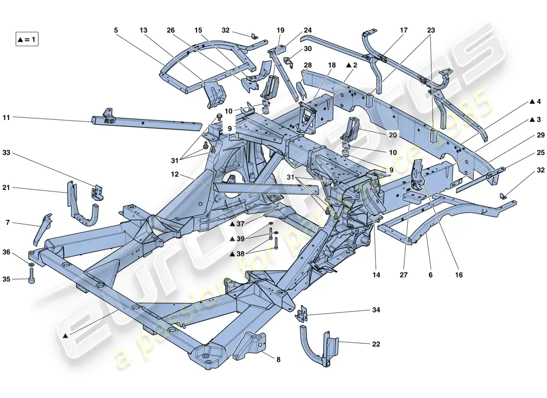ferrari 488 gtb (europe) chassis - structure, rear elements and panels diagrama de piezas