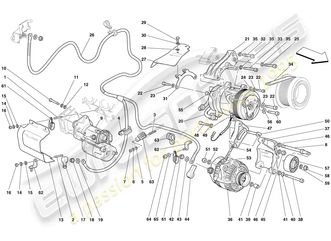 ferrari 612 scaglietti (europe) alternador - motor de arranque - compresor de ca diagrama de piezas