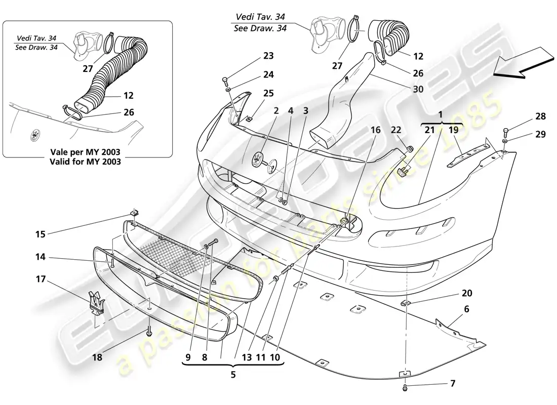 maserati trofeo roll-bar diagrama de piezas