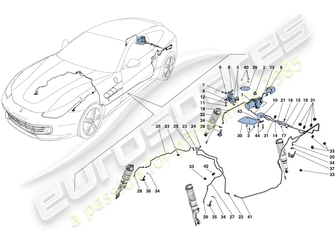 ferrari gtc4 lusso t (europe) sistema de elevación de vehículos diagrama de piezas