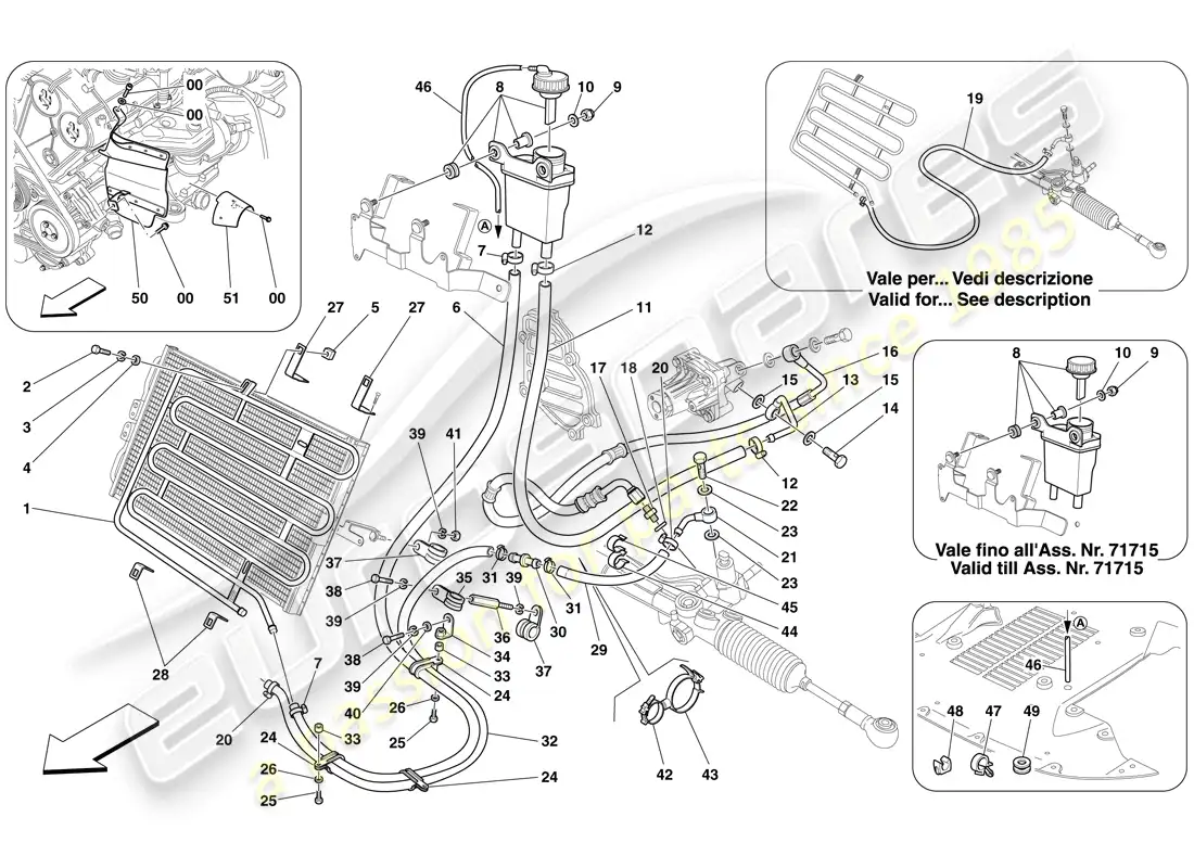 ferrari 612 scaglietti (europe) depósito de liquido hidráulico para sistema de dirección asistida y bobina diagrama de piezas