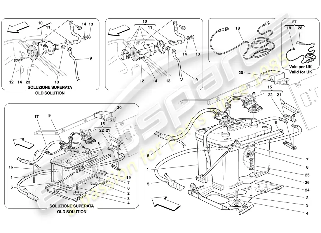 ferrari f430 scuderia spider 16m (usa) batería diagrama de piezas