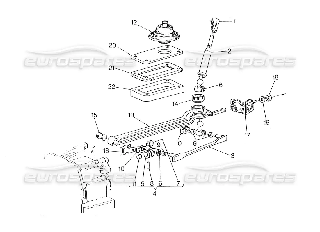 maserati 418 / 4.24v / 430 caja de cambios, getrag - controles externos diagrama de piezas